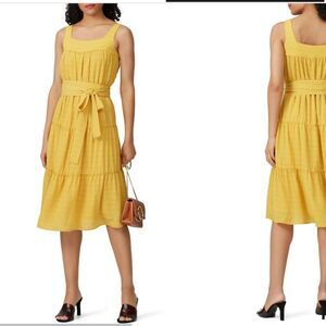 🌼 MSRP $175 Slate & Willow Tiered Yellow Dress Midi Size 4 RTR